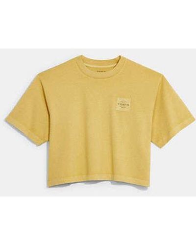 COACH Garment Dye Cropped T Shirt - Yellow