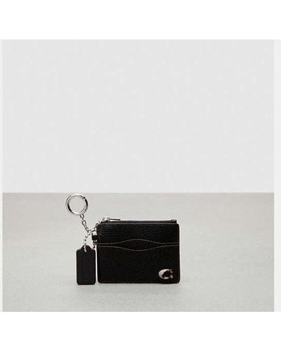COACH Wavy Zip Card Case With Key Ring In Pebbled Topia Leather - Black