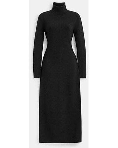 COACH Signature Knit Turtleneck Dress - Black