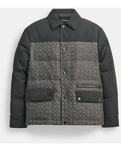 COACH Quilted Coaches Jacket, Size Large | 100% Polyester - Black