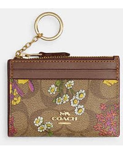 COACH Mini Skinny Id Case In Signature Canvas With Floral Print - Black