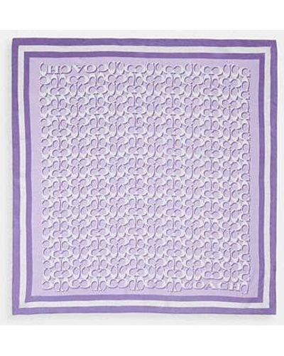 COACH Signature Print Silk Square Scarf - Purple