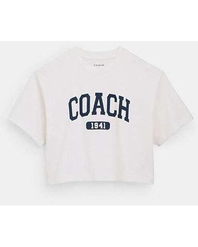 COACH Varsity Cropped T Shirt - White