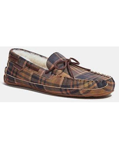 COACH Plaid Suede Moccasin - Brown