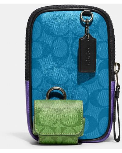 COACH Multifunction Phone Pack In Blocked Signature Canvas - Blue