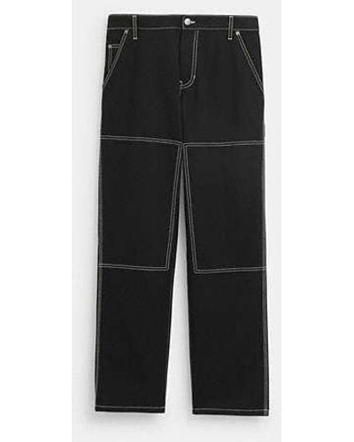 COACH Relaxed Straight Fit Twill Carpenter Pants - Black