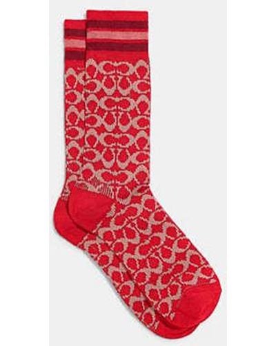 COACH Signature Socks - Red