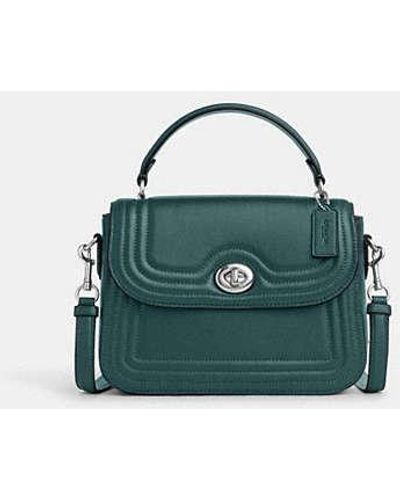COACH Marlie Top Handle Satchel With Border Quilting - Green
