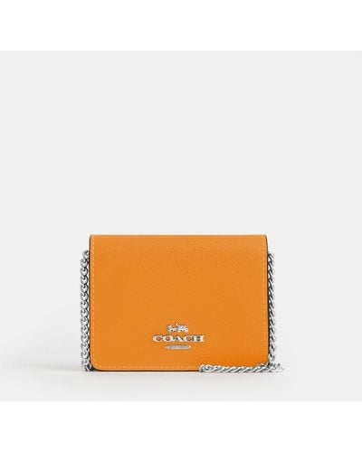 COACH Mini Wallet On A Chain In Colorblock - Orange