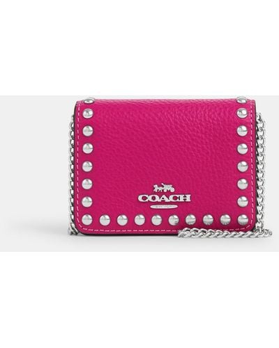 COACH Mini Wallet On A Chain With Rivets - Pink