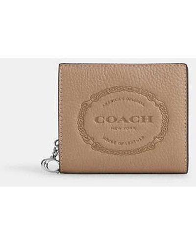 COACH Snap Wallet With Coach Heritage - Brown