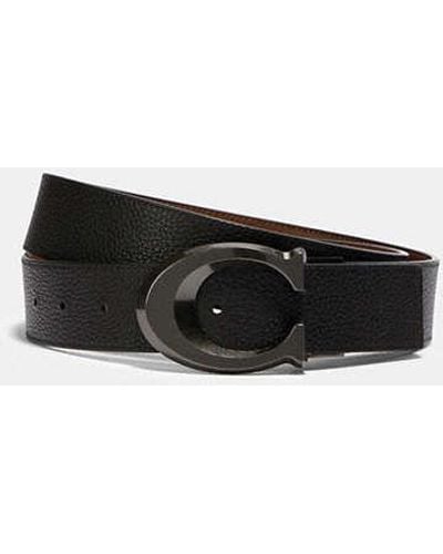 COACH Signature Buckle Cut To Size Reversible Belt - Black