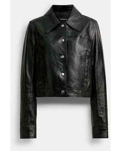 COACH Patent Leather Jacket - Black