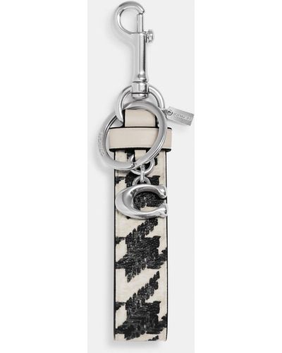 COACH Loop Bag Charm With Houndstooth Print - White