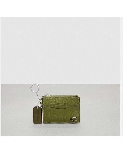 COACH Wavy Zip Card Case With Key Ring In Pebbled Topia Leather - Green