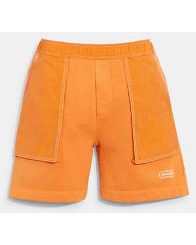 COACH Mixed Material Shorts - Orange