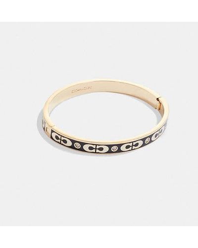 COACH Signature Enamel Hinged Bangle - Metallic