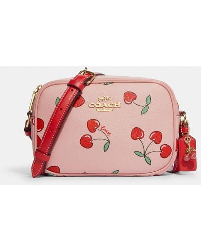 COACH Mini Jamie Camera Bag With Heart Cherry Print - Red