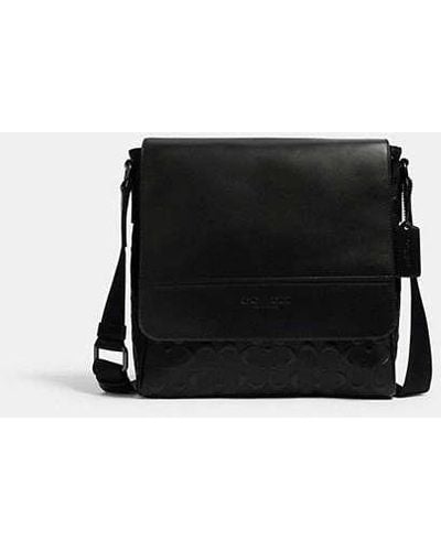 COACH Houston Map Bag In Signature Leather - Black