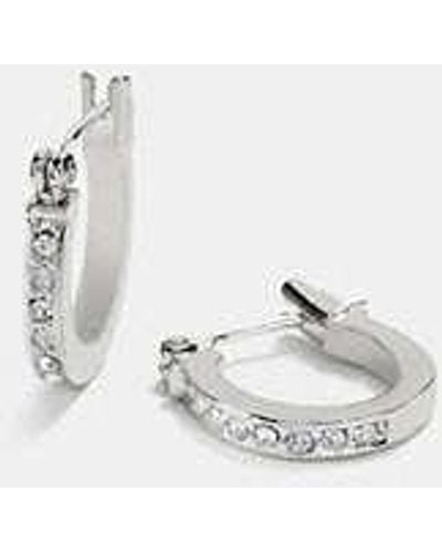 COACH Pave Signature Huggie Earrings - White
