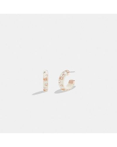 COACH Signature Resin Chubby Hoop Earrings - White