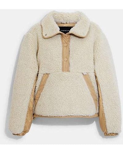 COACH Sherpa Pull Over In Recycled Polyester - Natural