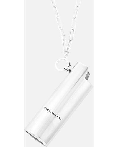 Isabel Marant Silver-tone Brass Lighter Holder Necklace - White