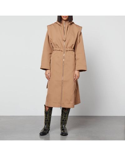Ganni Oversized Recycled Twill Coat - Natural