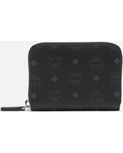 Mcm Mini Milla Zipped Card Wallet In Park Avenue Leather In Black