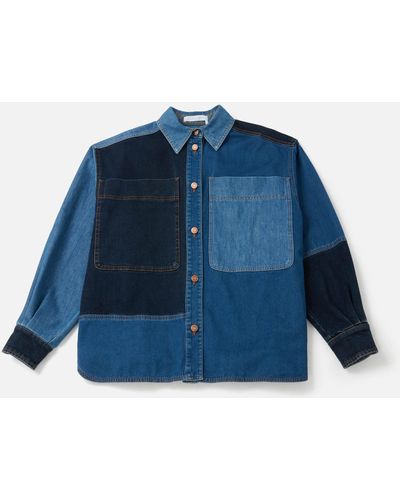 Chloé patchwork denim shirt - Blue