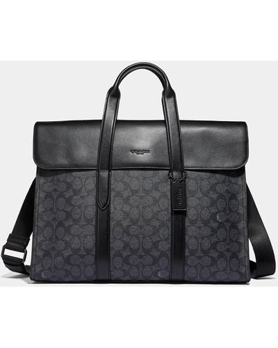 COACH Signature Metropolitan Faux Leather Portfolio Bag - Black
