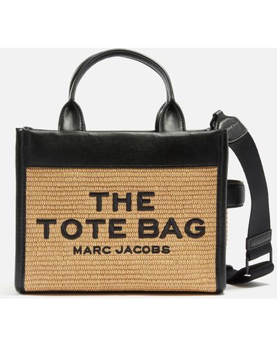 Marc Jacobs The Small Straw And Leather Tote Bag - Metallic