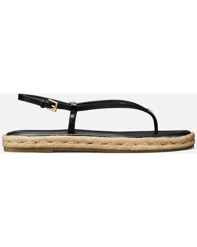Tory Burch Leather Espadrille Sandals - Brown