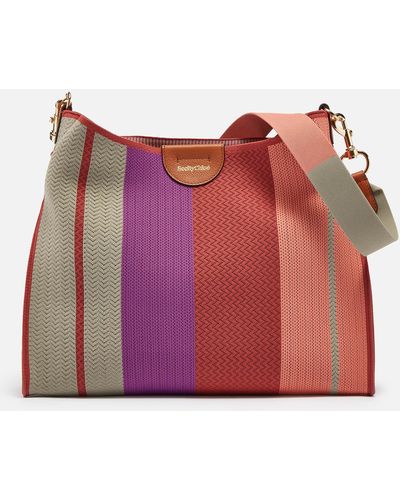 See By Chloé Joan Hobo Striped Crochet-knit Tote Bag - Red
