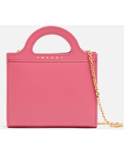 Marni Leather Chain Wallet - Pink