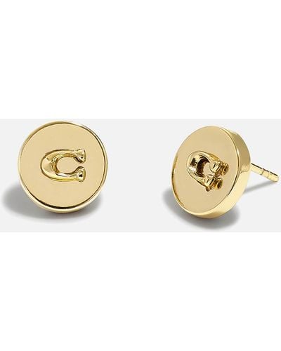 COACH Signature C Disc Gold-tone Stud Earrings - Metallic