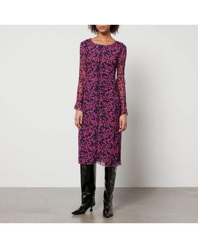 Baum und Pferdgarten Janis Floral-print Mesh Dress - Purple