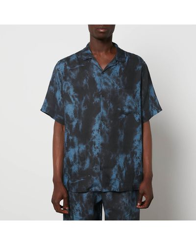 Desmond & Dempsey Summer Dusk Cuban Pyjama Short Sleeve Shirt - Blue
