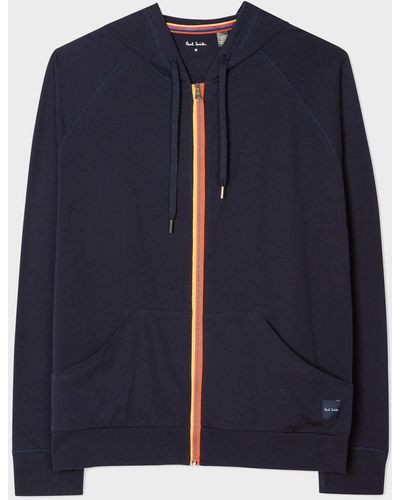 Paul Smith Lounge Cotton Zip-up Hoodie - Blue