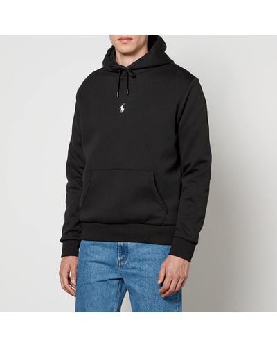Polo Ralph Lauren Logo-embroidered Double-knit Cotton And Recycled Polyester-blend Hoody - Black