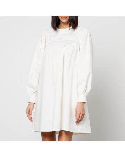 Résumé Retha Smocked Cotton-Blend Mini Dress - White