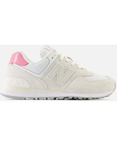 New Balance 574 Suede And Mesh Sneakers - White