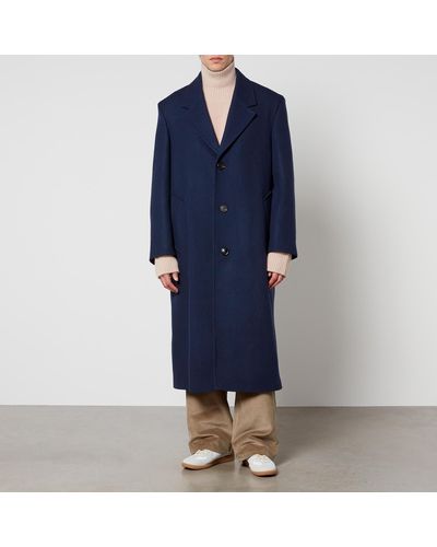 Ami Paris Wool-blend Oversized Coat - Blue