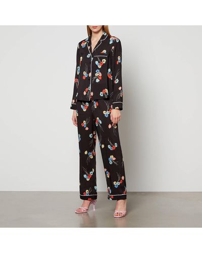 RIXO London Austin Floral-print Jersey Pyjama Set - Black