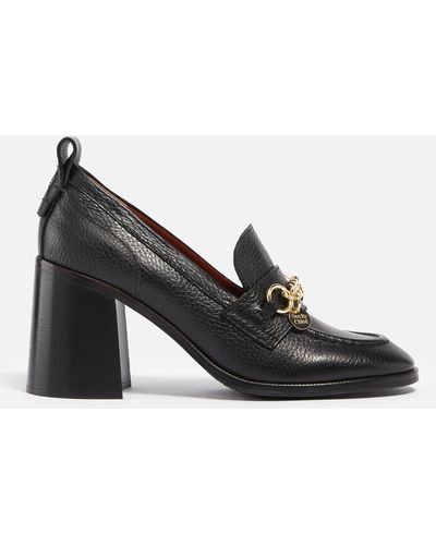 See By Chloé Aryel Leather Heeled Loafers - Black