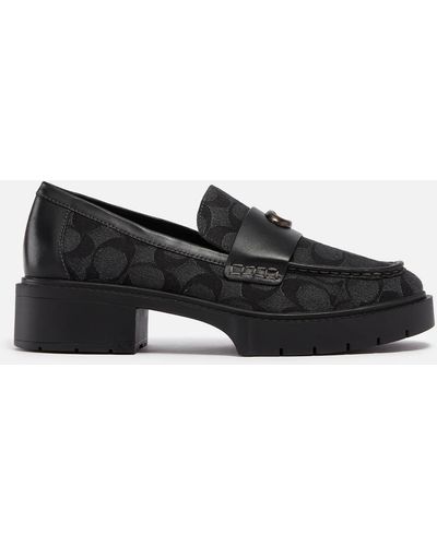 coach black loafers women's