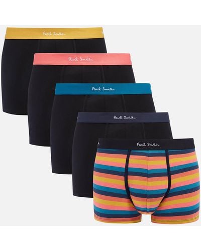 PS by Paul Smith Five-Pack Cotton-Blend Trunk Boxer Shorts - Blue