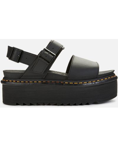 Dr. Martens Voss Quad Leather Strap Platform Sandals - Black