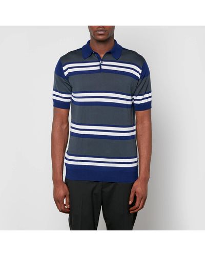 John Smedley Freen Striped Cotton Polo Shirt - Blue