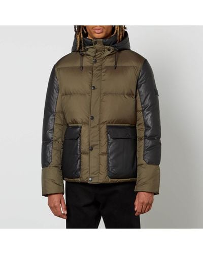 Yves Salomon Leather And Shell Puffer Jacket - Green